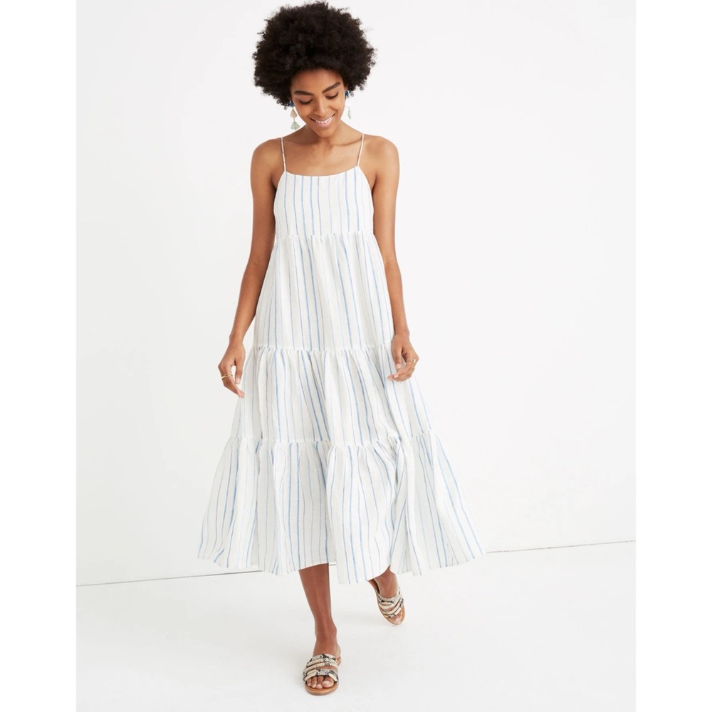 NWT Madewell Cami Tier Midi Dress in Stripe - Size 12
